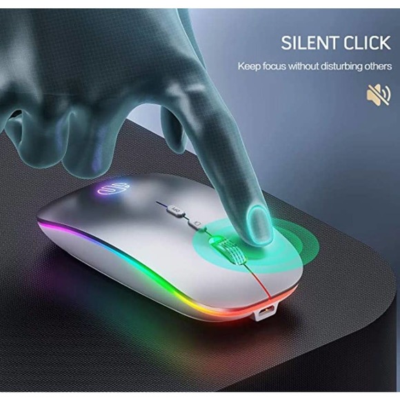 Wireless Mouse, Rechargeable 2.4G PC Laptop Cordless Mice Silent Click, Mac - Picture 3 of 5
